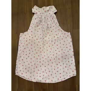 J Crew White Cherry Print Halter Neck Tank Top Women Size 4